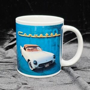 Vintage 1950s Chevrolet Corvette C1 Convertible White Ceramic Coffee Mug